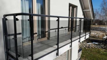 Hauptprofil 200 cm -Variante 1-2 - Aluminium Geländer Balkon ALU Glas Terrasse RAL Grau Profil Gebäude Glasgeländer